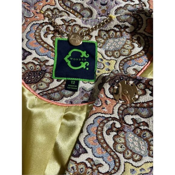 C. Wonder Jacquard Long Sleeve Tapestry Trench Coat Size 12 - Picture 5 of 5